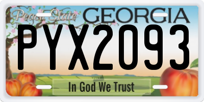 GA license plate PYX2093