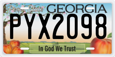 GA license plate PYX2098