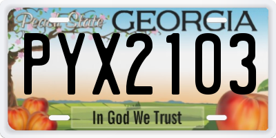 GA license plate PYX2103