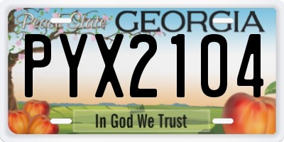 GA license plate PYX2104