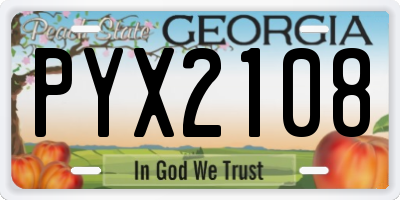 GA license plate PYX2108