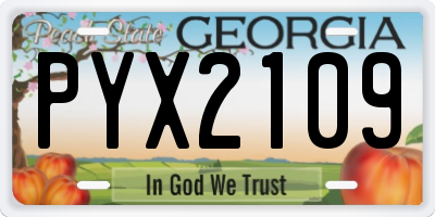 GA license plate PYX2109