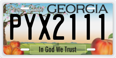 GA license plate PYX2111