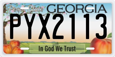 GA license plate PYX2113