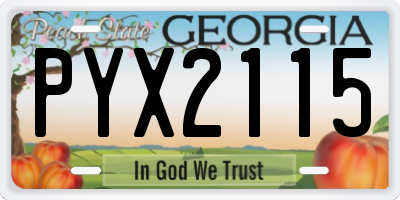 GA license plate PYX2115