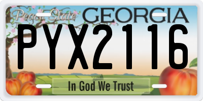 GA license plate PYX2116