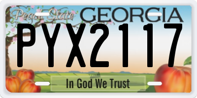 GA license plate PYX2117