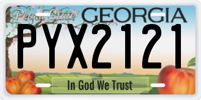 GA license plate PYX2121