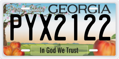 GA license plate PYX2122