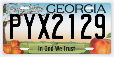 GA license plate PYX2129