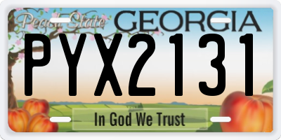 GA license plate PYX2131