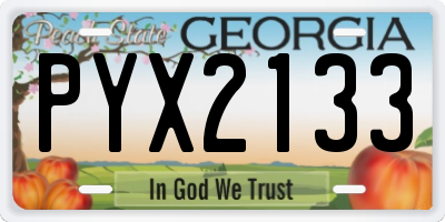 GA license plate PYX2133