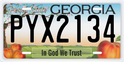 GA license plate PYX2134