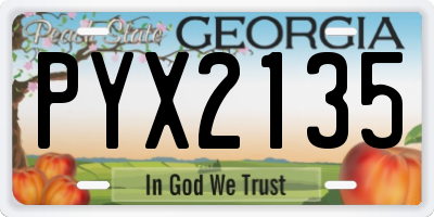 GA license plate PYX2135