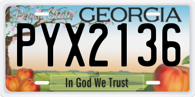 GA license plate PYX2136