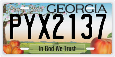 GA license plate PYX2137