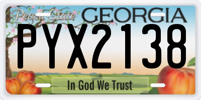 GA license plate PYX2138
