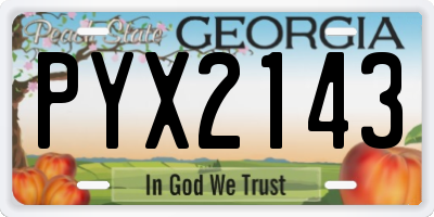 GA license plate PYX2143