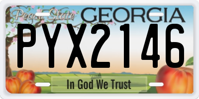 GA license plate PYX2146