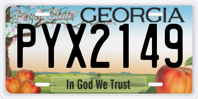 GA license plate PYX2149