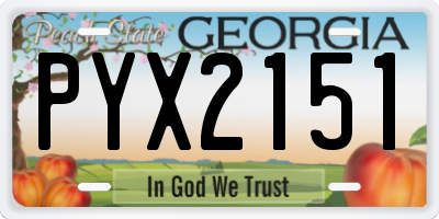 GA license plate PYX2151