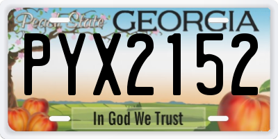 GA license plate PYX2152