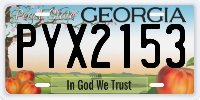 GA license plate PYX2153