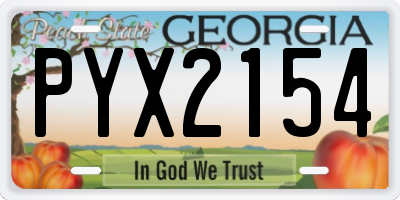 GA license plate PYX2154