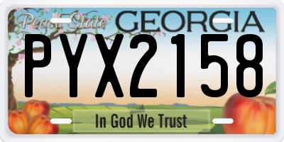 GA license plate PYX2158