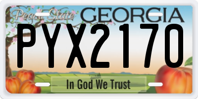 GA license plate PYX2170