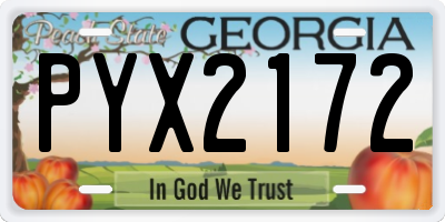 GA license plate PYX2172