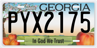 GA license plate PYX2175
