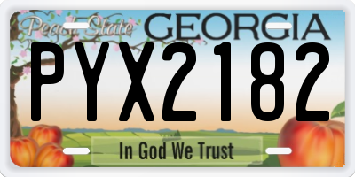 GA license plate PYX2182