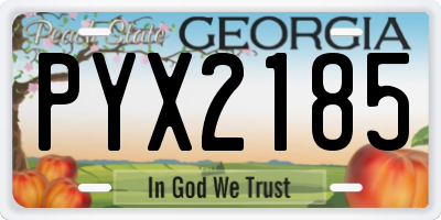 GA license plate PYX2185