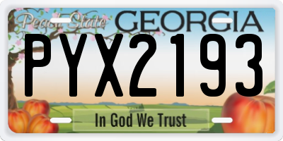 GA license plate PYX2193