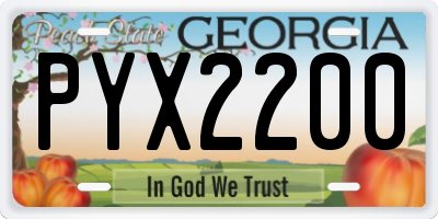 GA license plate PYX2200