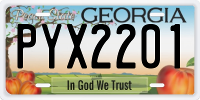 GA license plate PYX2201