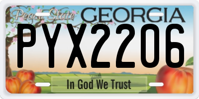 GA license plate PYX2206
