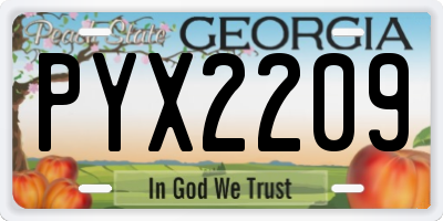 GA license plate PYX2209