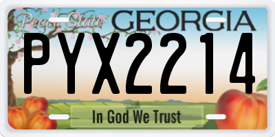 GA license plate PYX2214