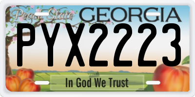 GA license plate PYX2223