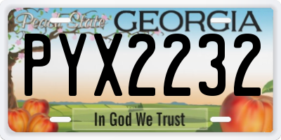 GA license plate PYX2232