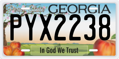 GA license plate PYX2238