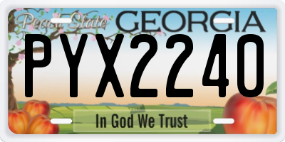 GA license plate PYX2240