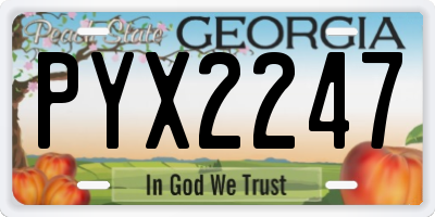GA license plate PYX2247