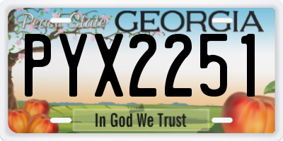 GA license plate PYX2251