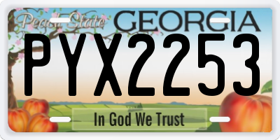 GA license plate PYX2253