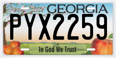 GA license plate PYX2259
