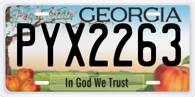 GA license plate PYX2263