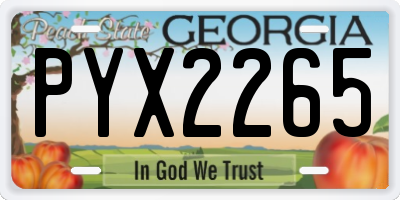 GA license plate PYX2265